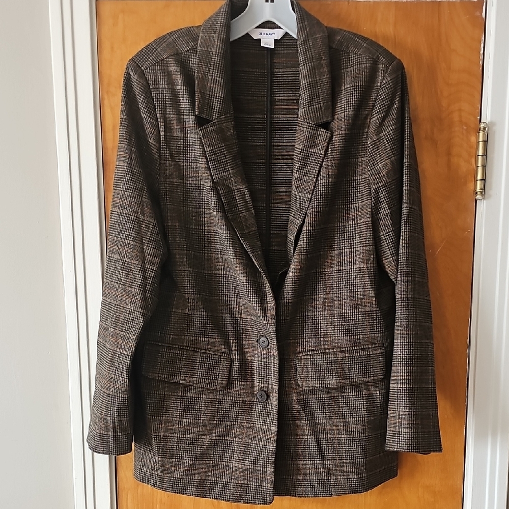 Old Navy Brown Plaid Blazer